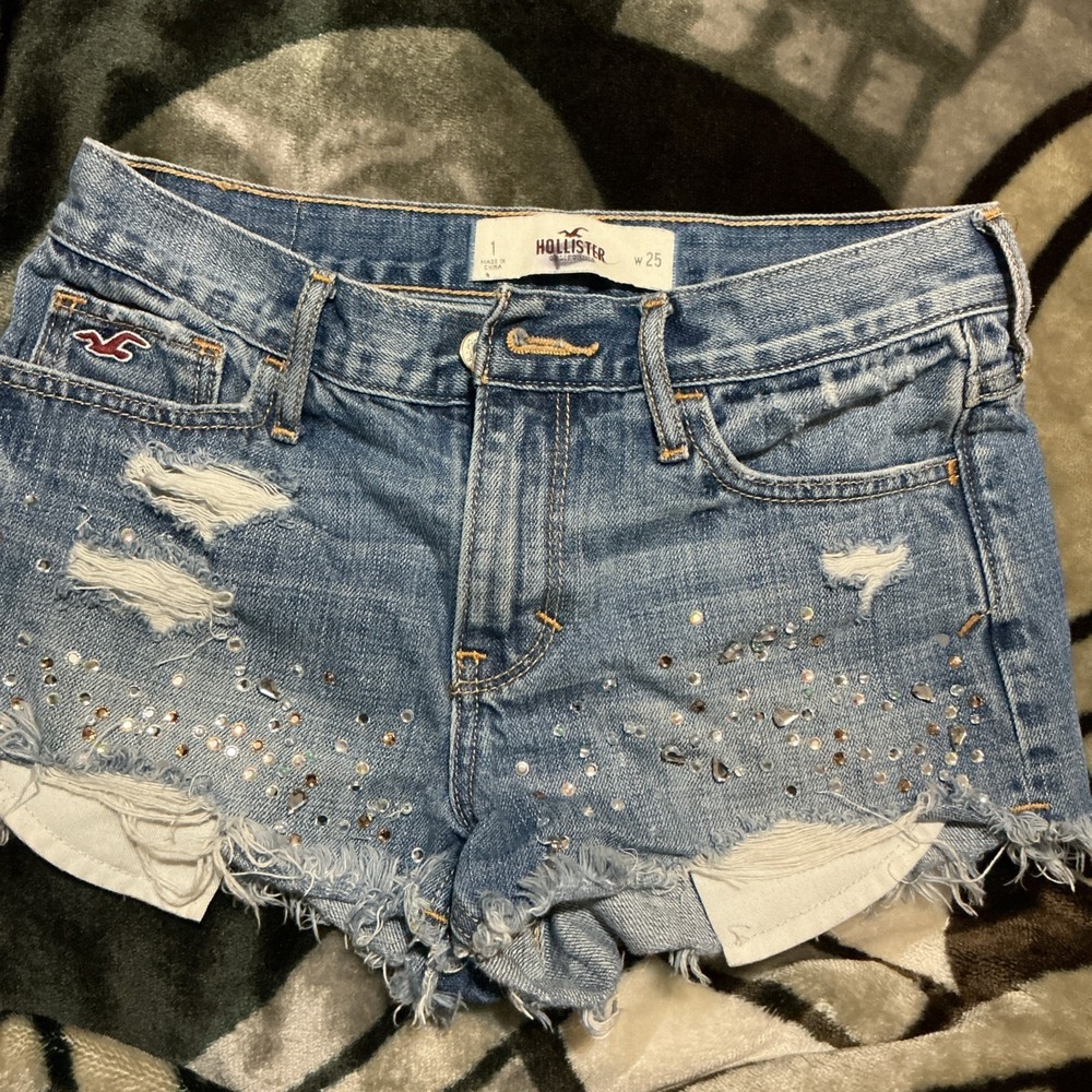 Y2K Vintage Hollister Micro Shorts Rhinestone Bling Size 1